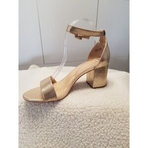 CL by Laundry Gold Block Heel Sandals
